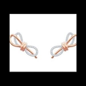 - Swarovski rose gold bow earrings nwot